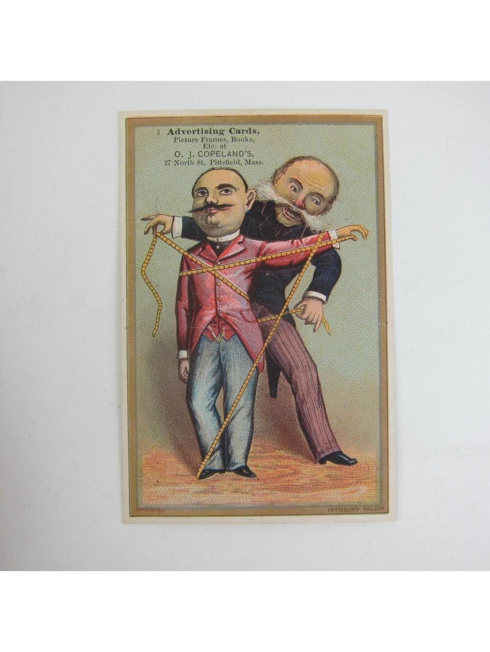 Victorian Trade Card Clothing Tailor & Man Tape Measure Comic OJ Copelands MA - Picture 9 of 12